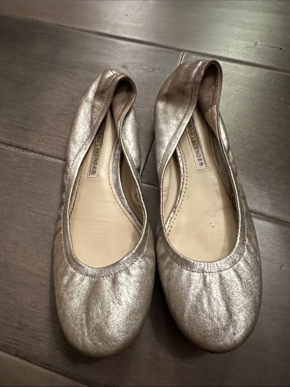 Vera Wang Lavender Label Metallic Taupe Ballet Flats